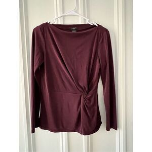 Ann Taylor Factory maroon knotted front blouse SP